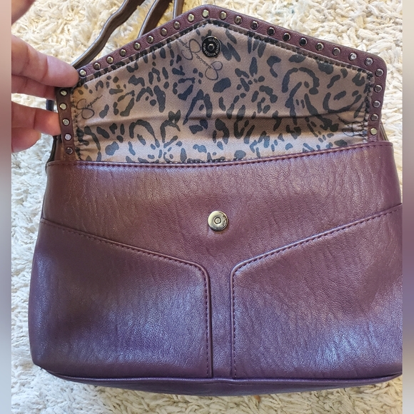 Jessica Simpson Burgundy Studded Crossbody Bag - Picture 8 of 9